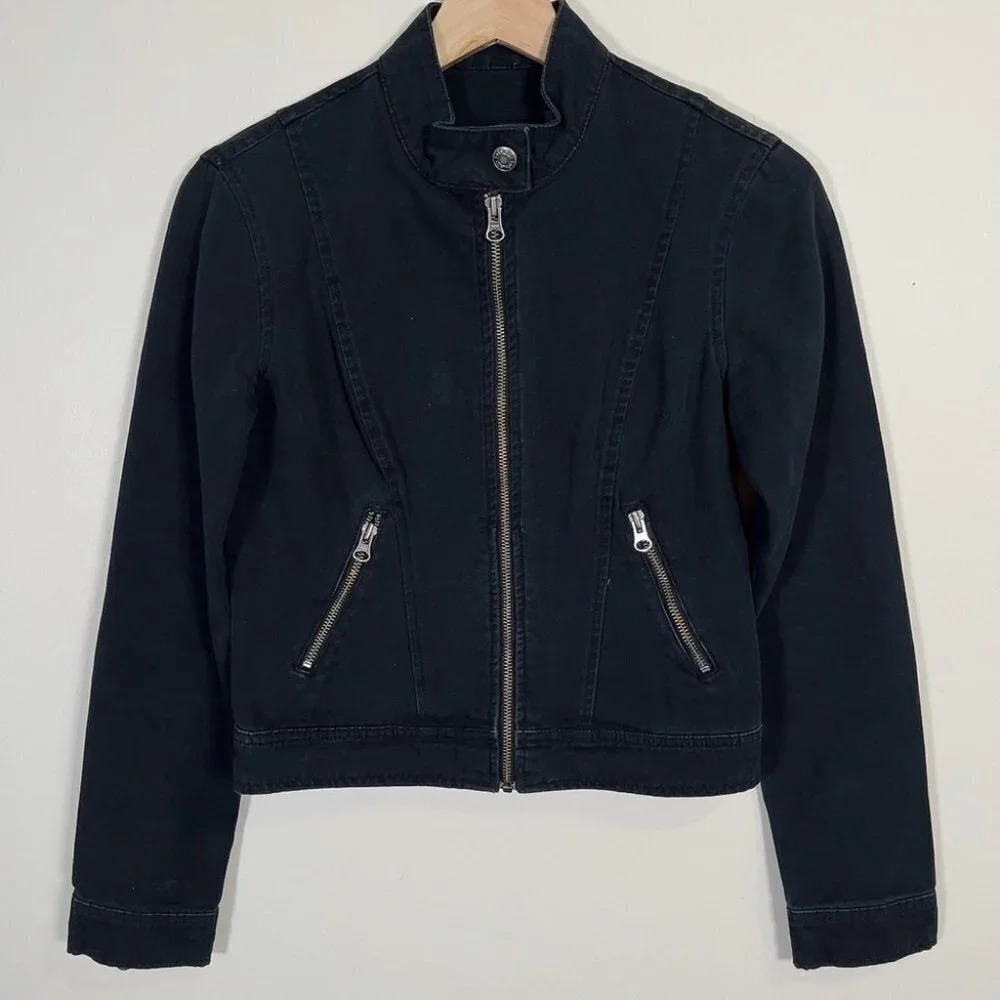 ARITZIA TALULA COTTON  BLACK MOTOR JACKET